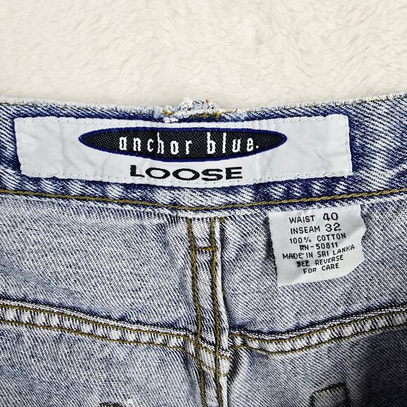 Vintage Anchor Blue Loose Jeans 40x32 Fits 39x30 Baggy Distressed Y2K Skater 90s - Picture 8 of 15